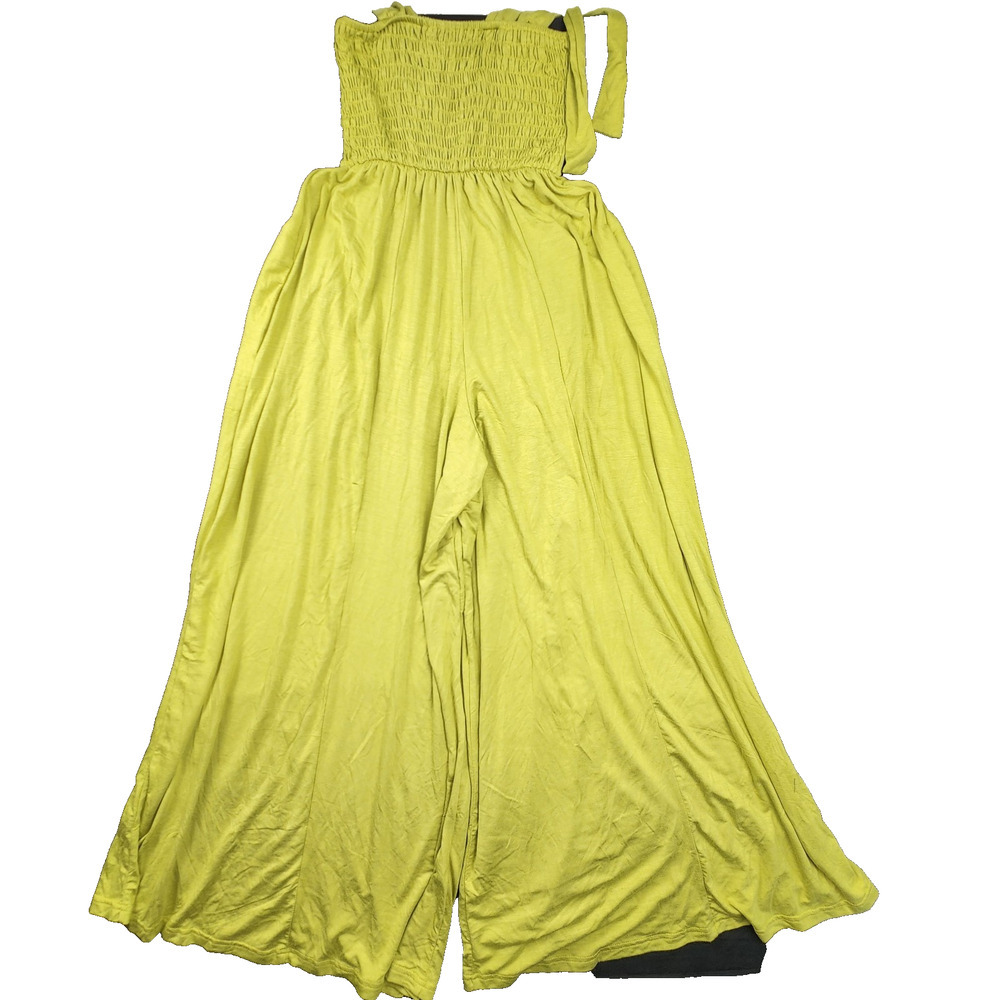 HYFVE Boho Festival 70s Music Travel Wide Leg Jumpsuit Women Med Green Tie Strap - Picture 7 of 8